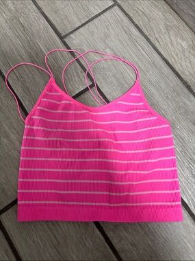Pink Striped Women's Cami Bralette